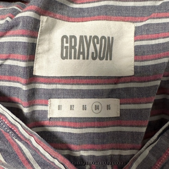 *GRAYSON* Red White & Blue Striped Long Sleeve Button Down Size 4 (Small) - Picture 7 of 8